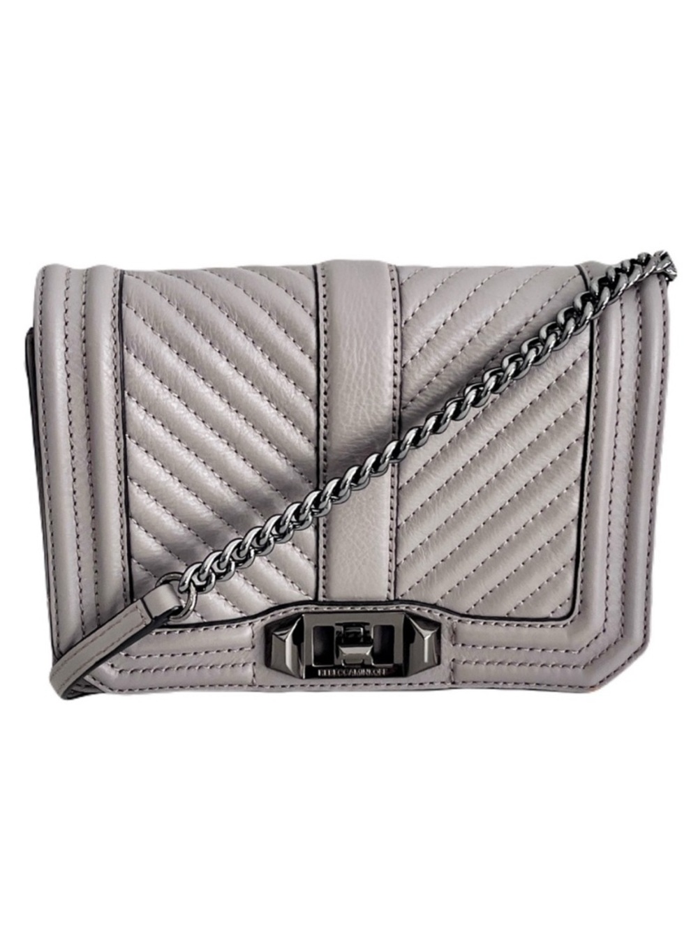 Rebecca Minkoff Grey Chevron Quilted ‘Small Love Leather Crossbody’ Bag